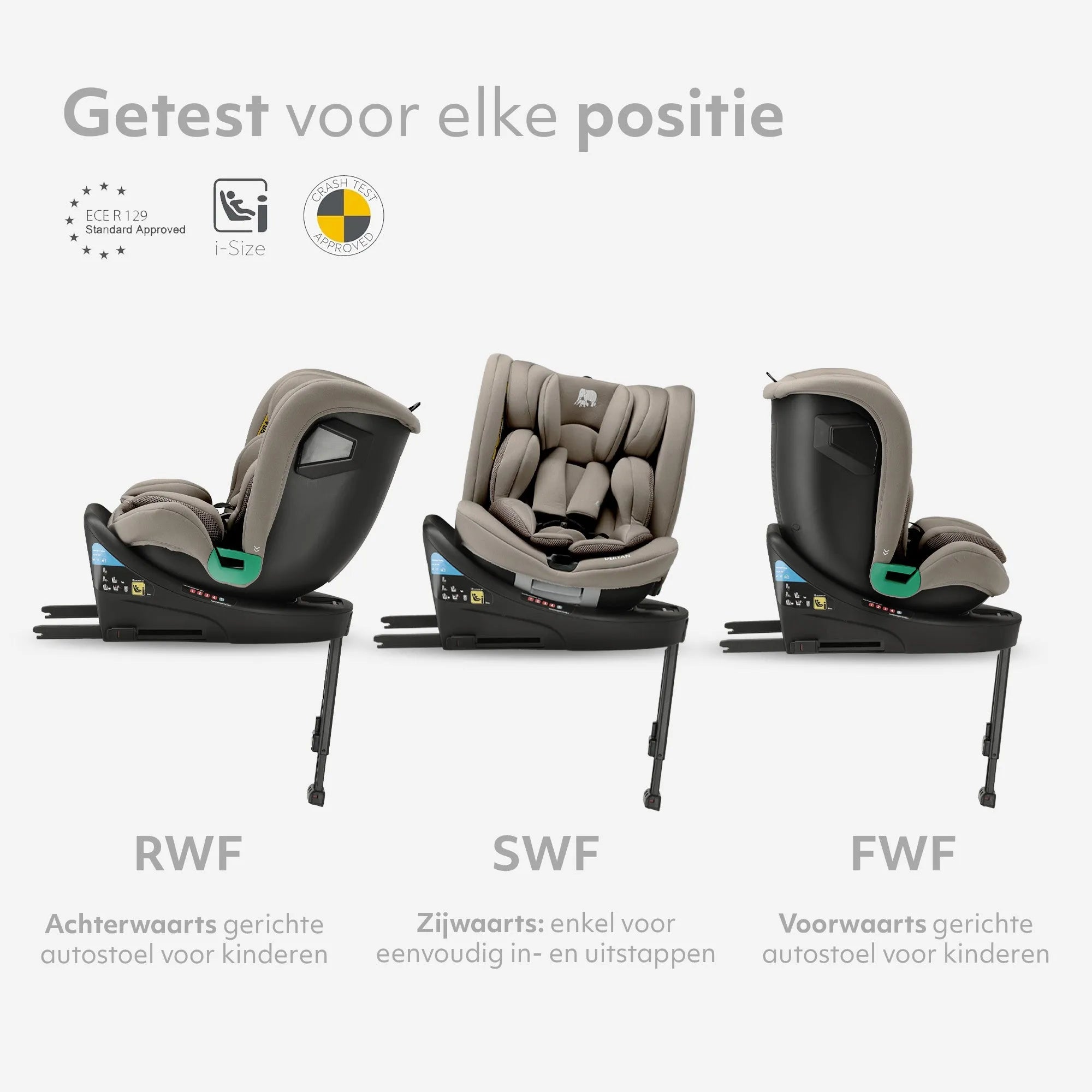 Chase Luxe i-Size/isofix 360° Steunpoot Autostoel 40-150 cm - 0-36 kg - Truffle Nougat