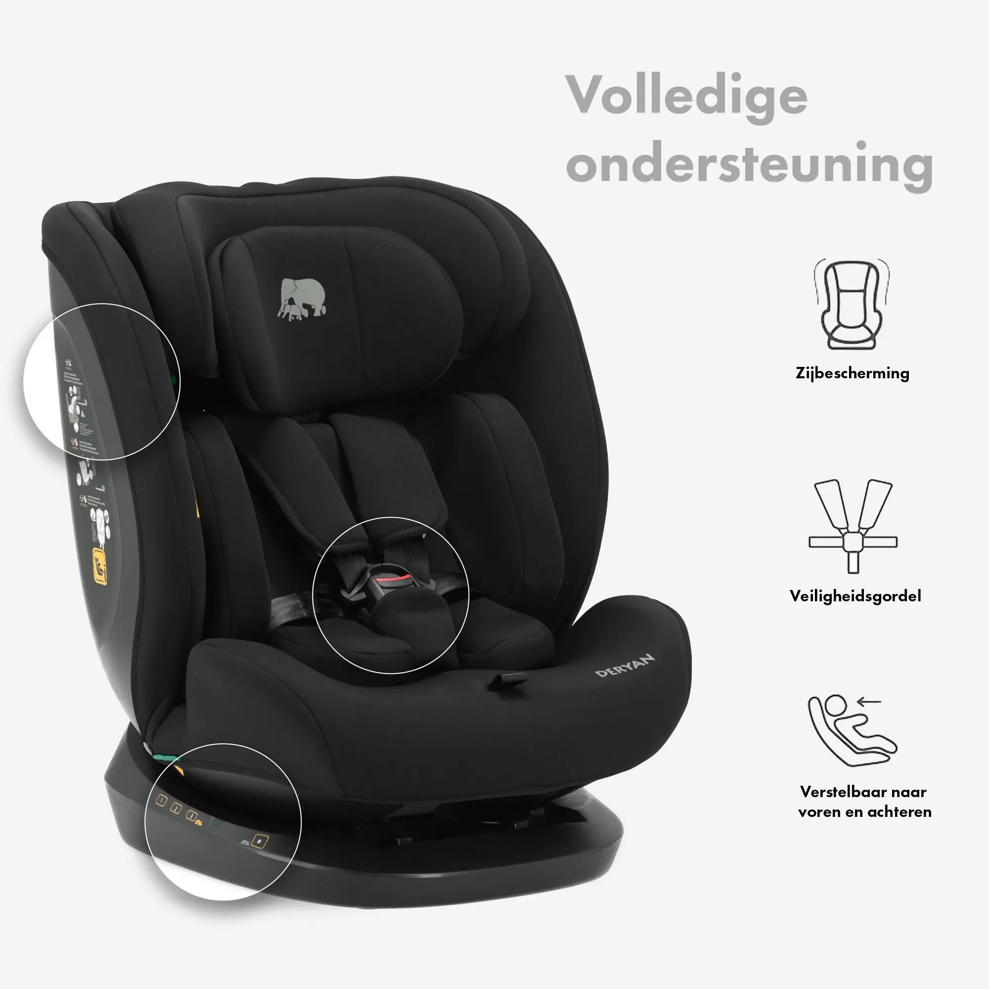 Clyde I-Size Autostoel - Geschikt vanaf 40 tot 150 cm - Groep 0/1/2/3 - Te bevestigen met gordel