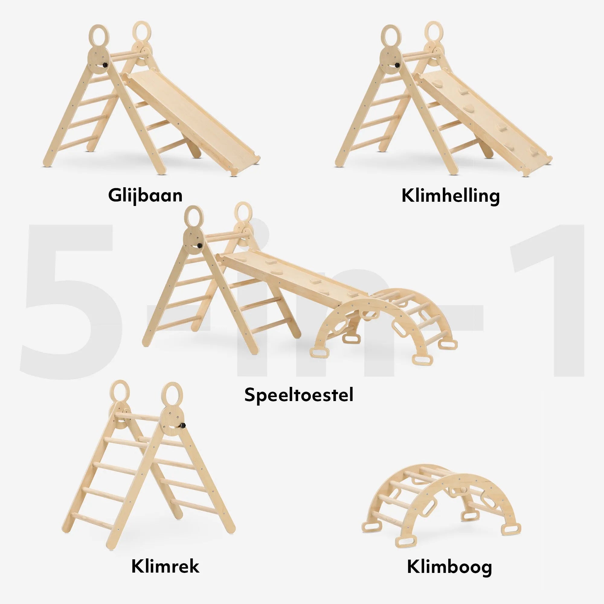 Het DERYAN Luxe houten klimrek is bedoeld voor gebruik binnenshuis door jonge kinderen tijdens spel en beweging. Het klimrek is gemaakt van hout en heeft meerdere speelelementen die klimmen en bewegen mogelijk maken. Het model is geschikt voor plaatsing in huis.