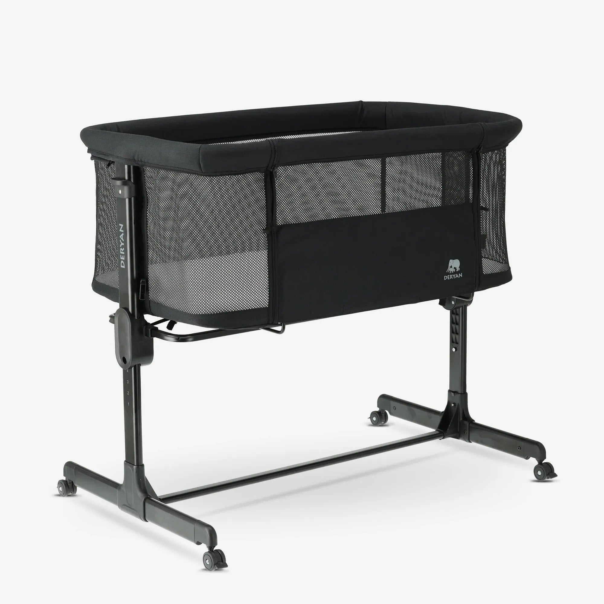 Co-Sleeper Snoozy Wieg zwart naast ouderbed compact lichtgewicht ontwerp ideaal voor eerste maanden