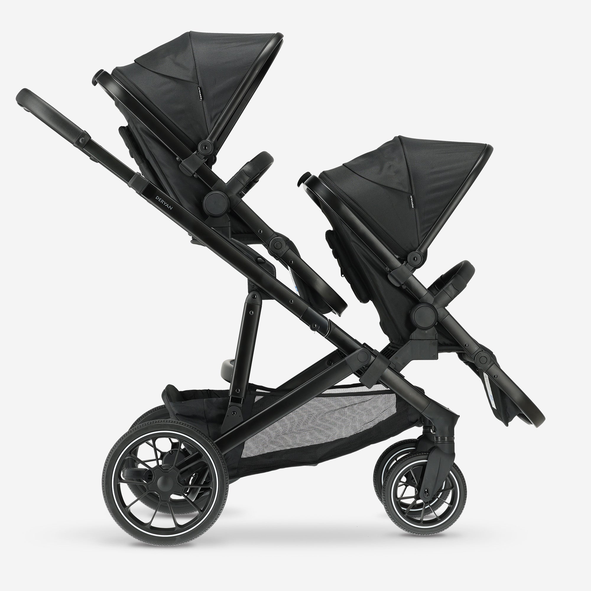 Evy² Duo Kinderwagen Zwart twee zitjes