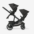 Evy Duo kinderwagen zwart met twee zitjes naast elkaar compact opvouwbaar frame