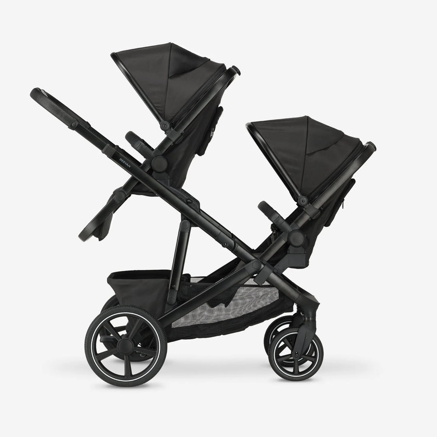 Evy² Duo Kinderwagen Zwart twee zitjes
