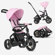 DERYAN Explorer Luxe driewieler roze opvouwbaar met duwstang en mandje voor 10-36 maanden