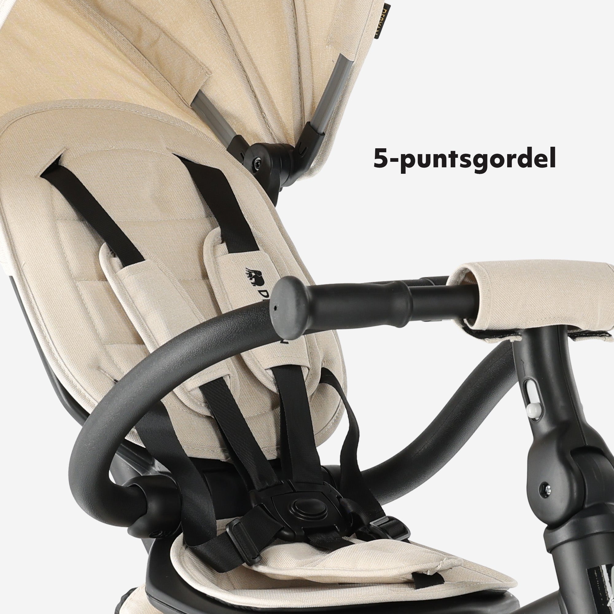 Explorer Luxe Driewieler met duwstang - Opvouwbaar met mandje cream