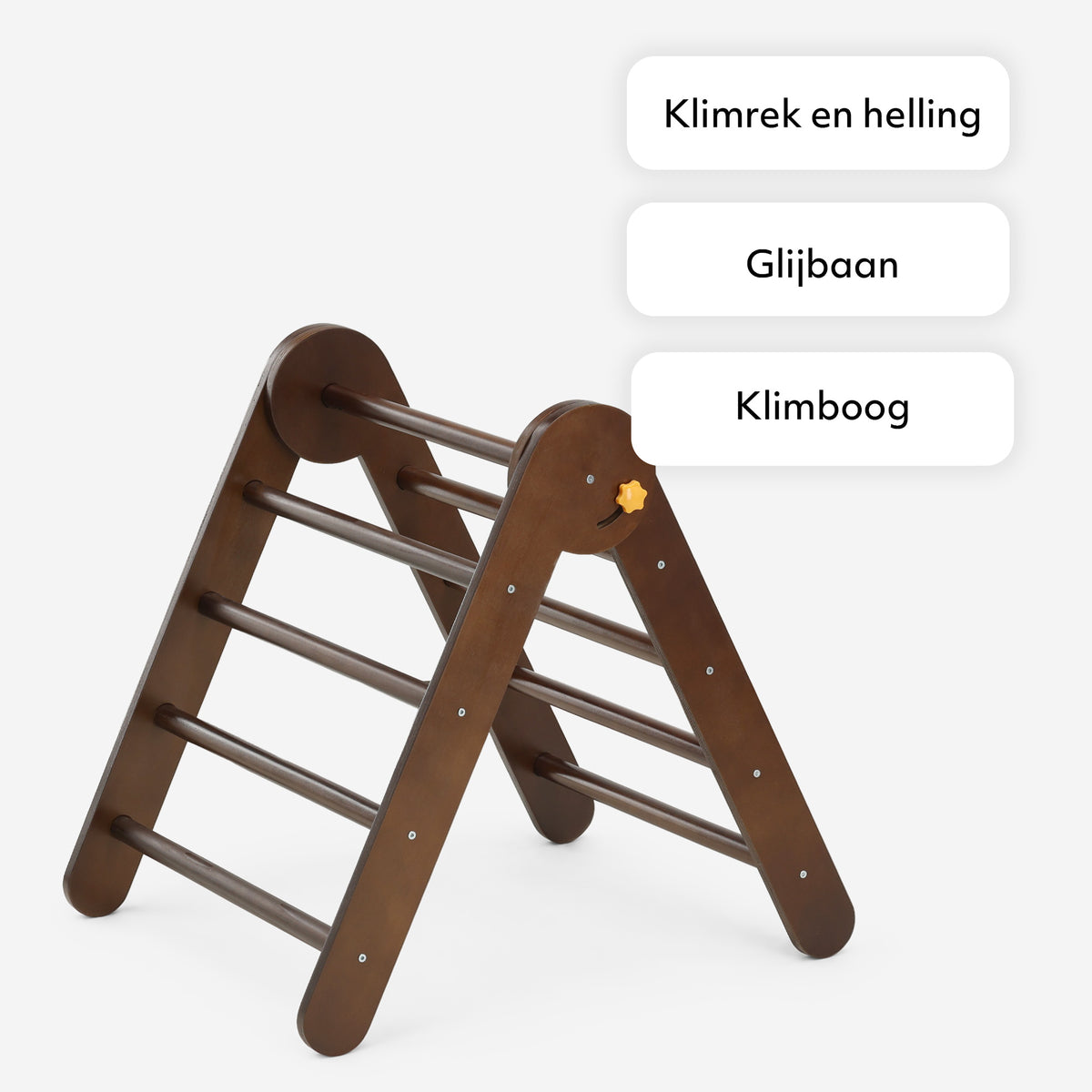 Luxe Klimrek - Driehoek, Klimboog en Glijbaan - Incl. Kussen - Warm Brown