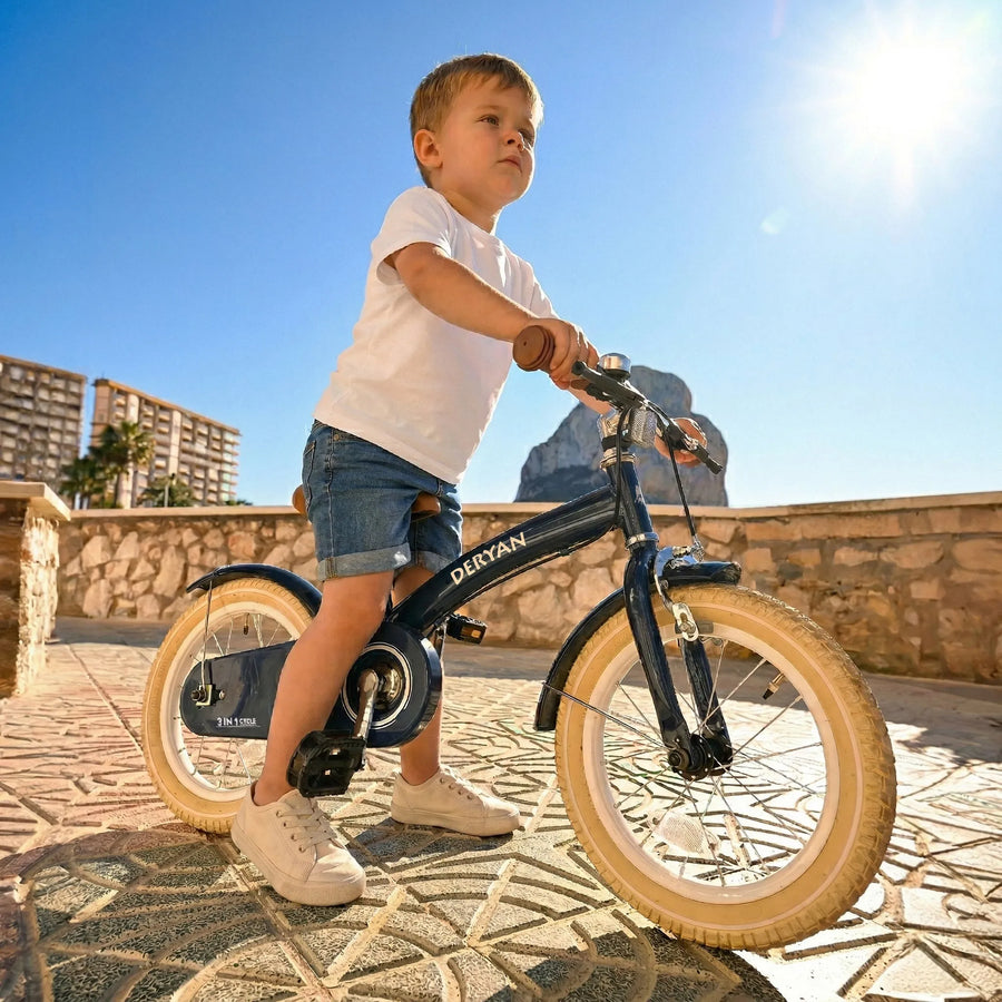 Luxe Kinderfiets 12 inch - 3 in 1 - loopfiets Blauw