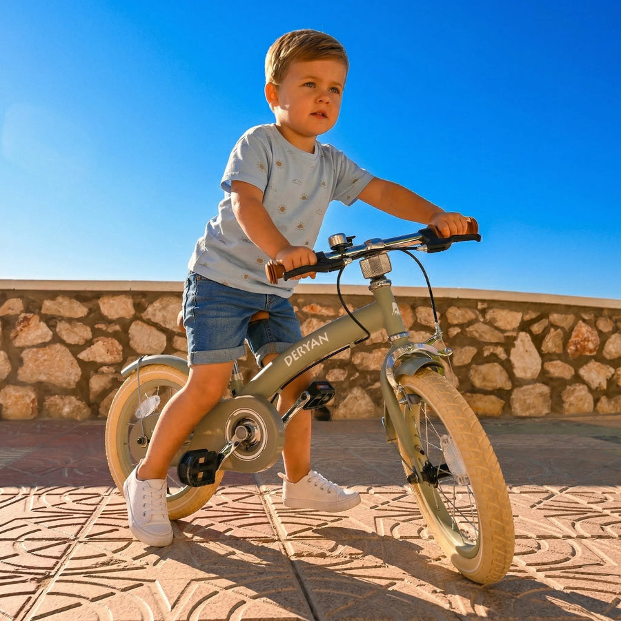 Luxe Kinderfiets 14 inch - 3 in 1 - loopfiets Groen