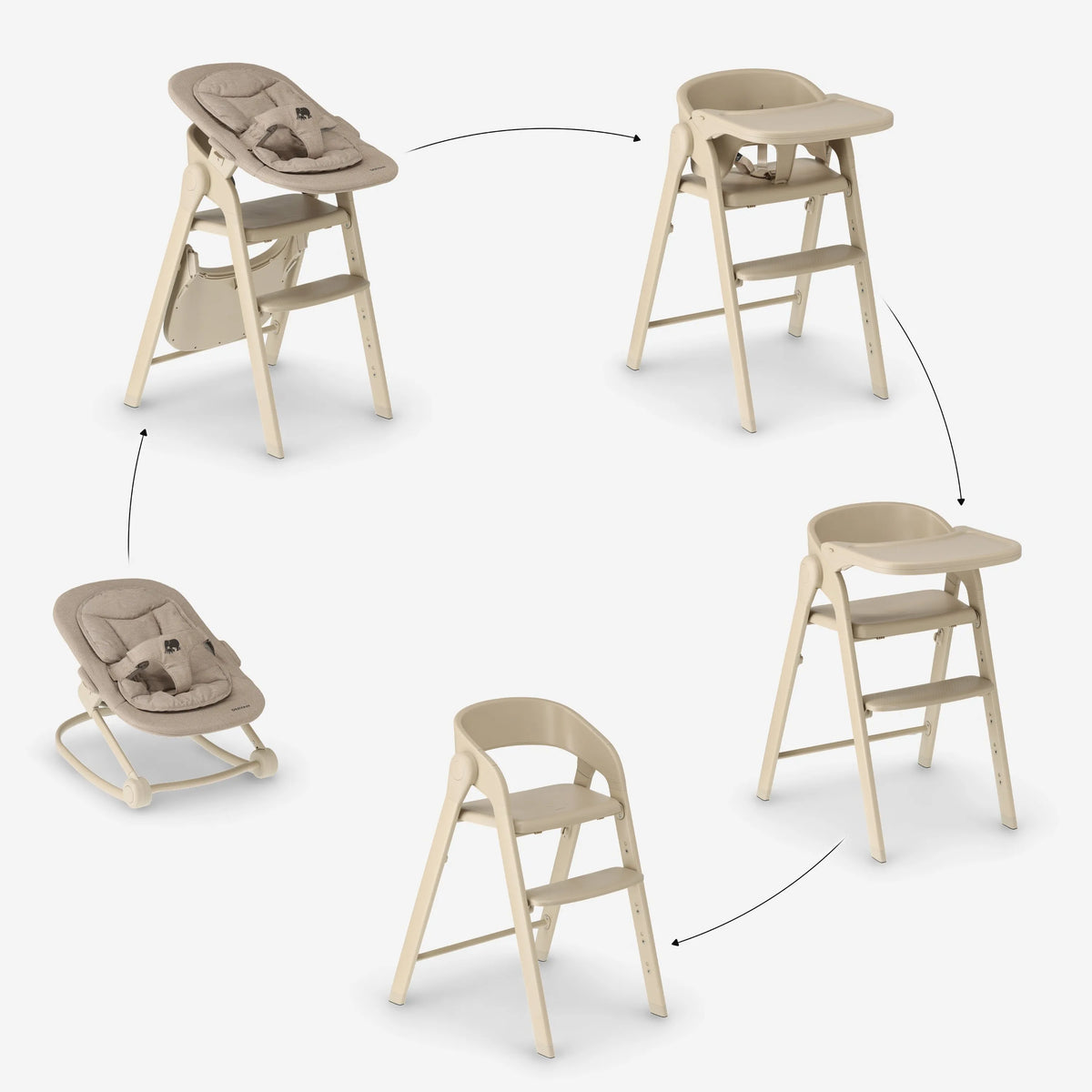 Luxe Meegroeistoel met Babyzitje en Wipstoel Cashmere Sand