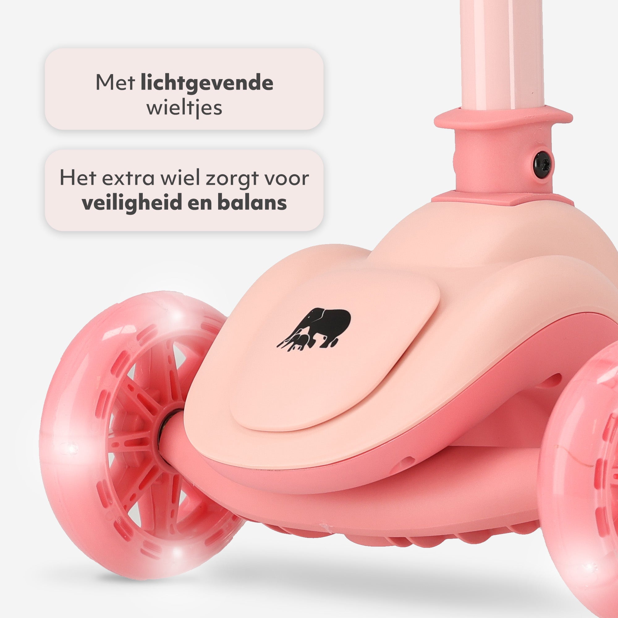 Harvey Kinderstep step 3 wielen - leeftijdsgroep 3+ - max 50kg - LED verlichting in de wielen - hoogte verstelbaar 65-70-75-80 cm - Roze