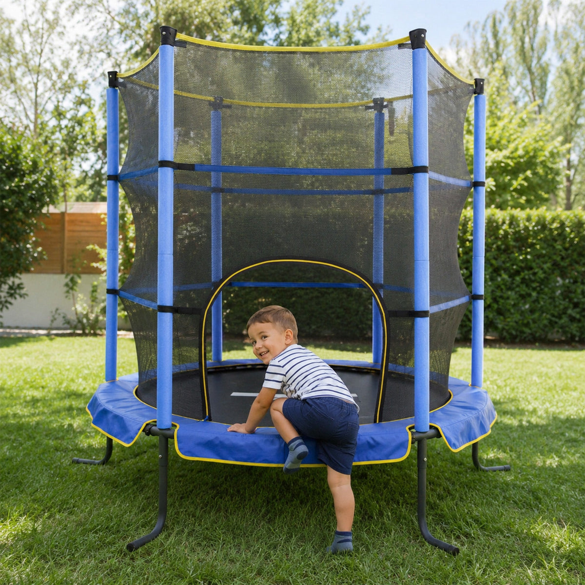 Indoor Kindertrampoline 140cm - Met Veiligheidsnet - Blauw
