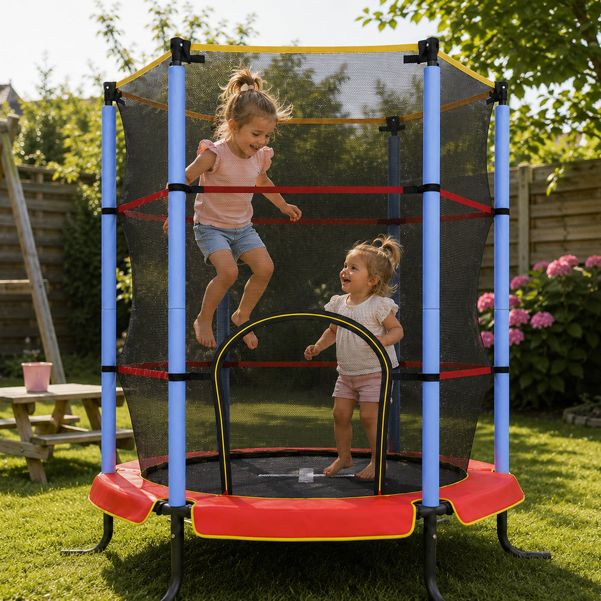 Indoor Kindertrampoline 140cm - Met Veiligheidsnet - Rood