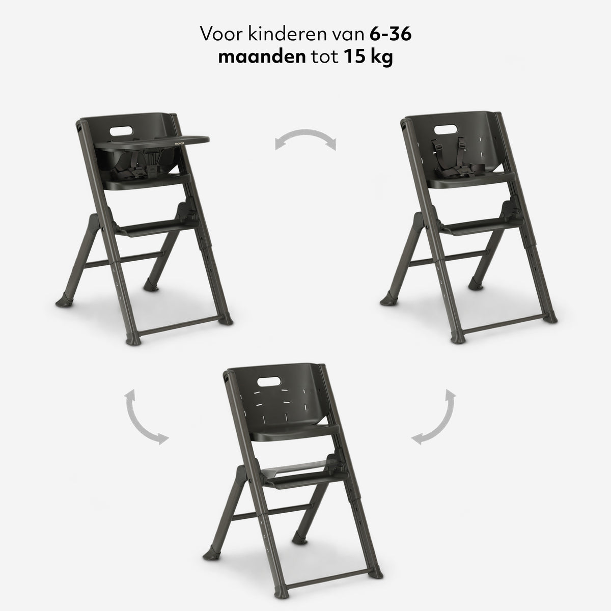 Mooiys Nomi Kinderstoel - Opvouwbaar - Verstelbaar - Zwart
