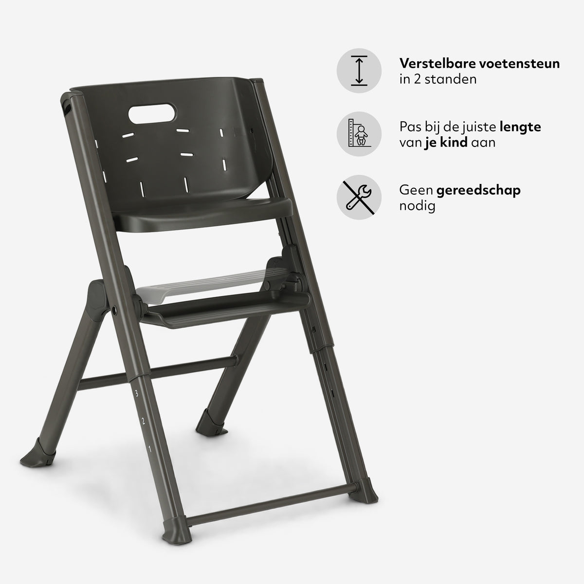 Mooiys Nomi Kinderstoel - Opvouwbaar - Verstelbaar - Zwart