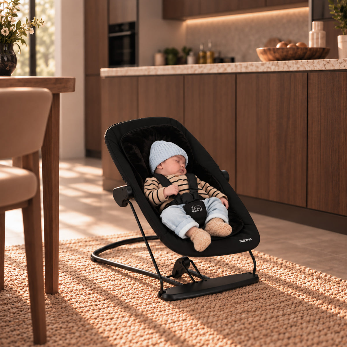 Oak Meegroeistoel met Babyzitje- Donkerbruin