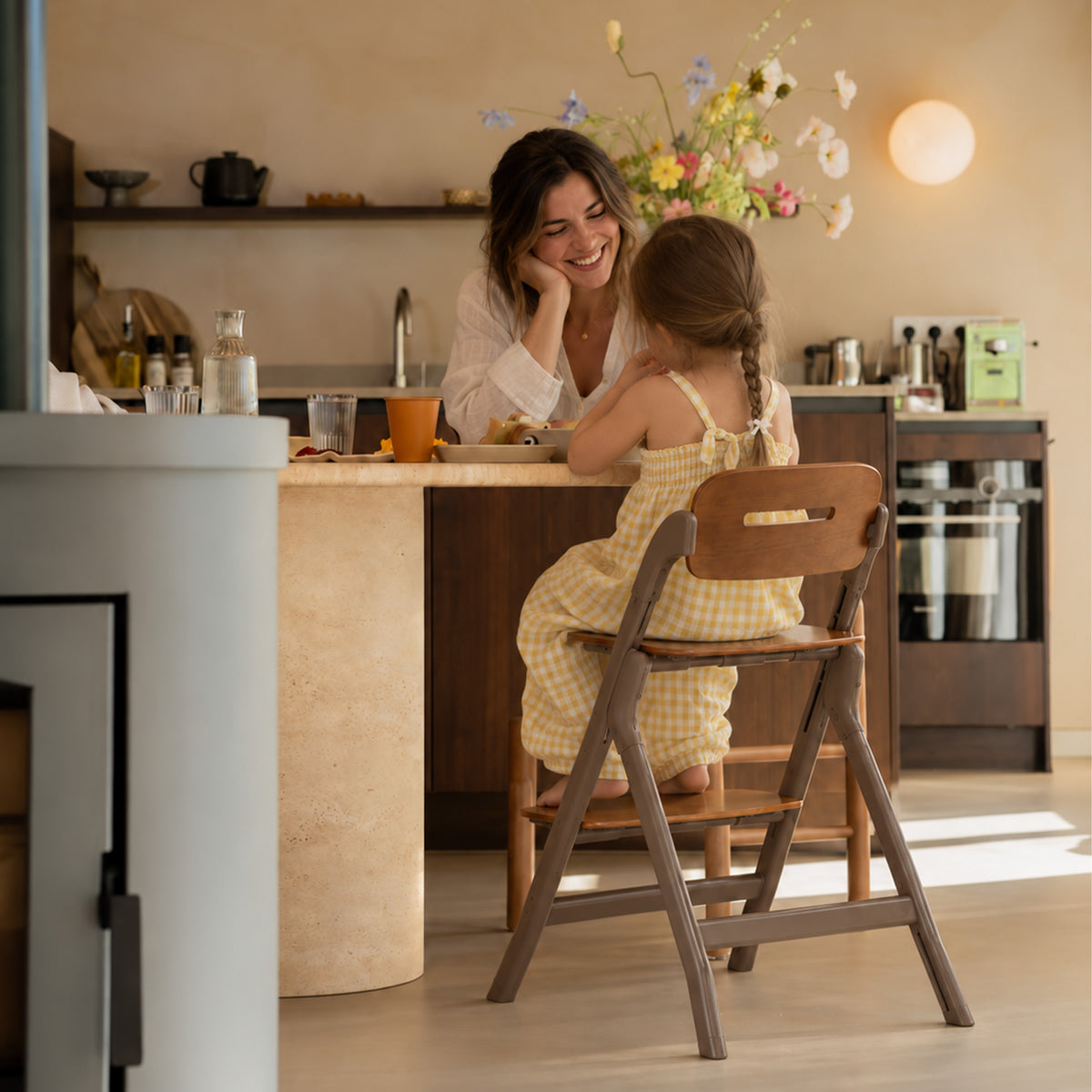 Oak Meegroeistoel met Babyzitje- Donkerbruin