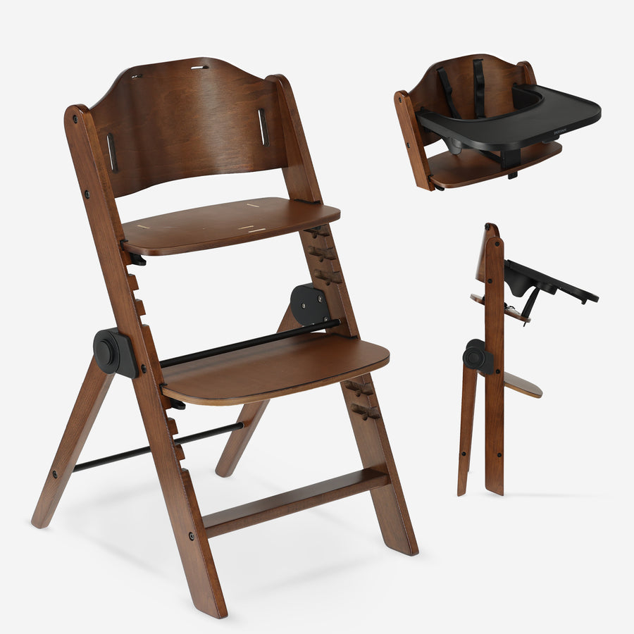 Odin Houten Meegroeistoel met Eetblad - Warm Brown
