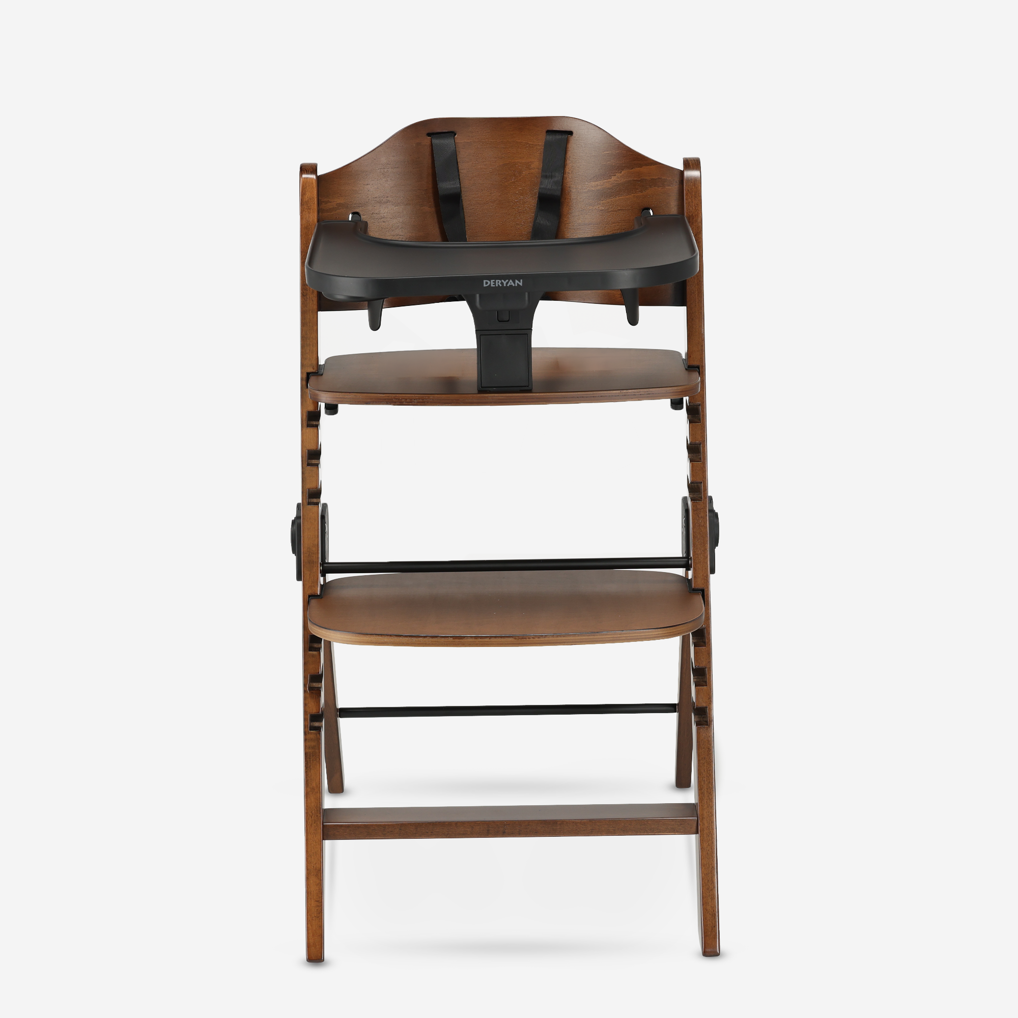 Odin Luxe Houten Meegroeistoel Kinderstoel met Bouncer - Inclusief Eetblad - Verstelbare Kinderstoel - Warm Brown /Zwart