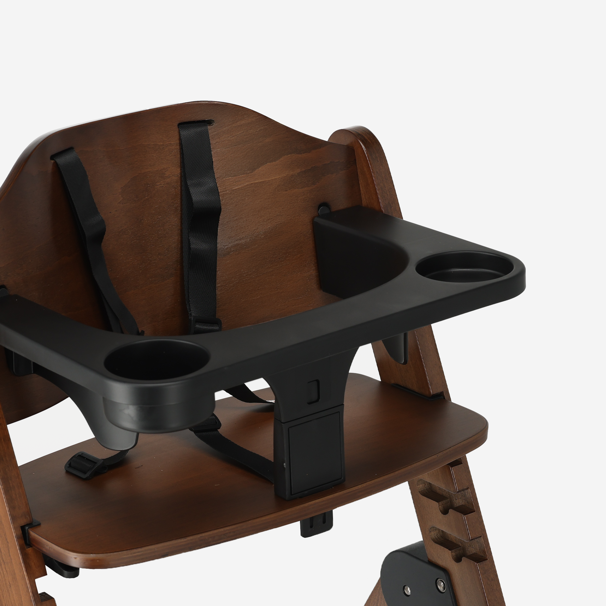 Odin Luxe Houten Meegroeistoel Kinderstoel met Bouncer - Inclusief Eetblad - Verstelbare Kinderstoel - Warm Brown /Zwart