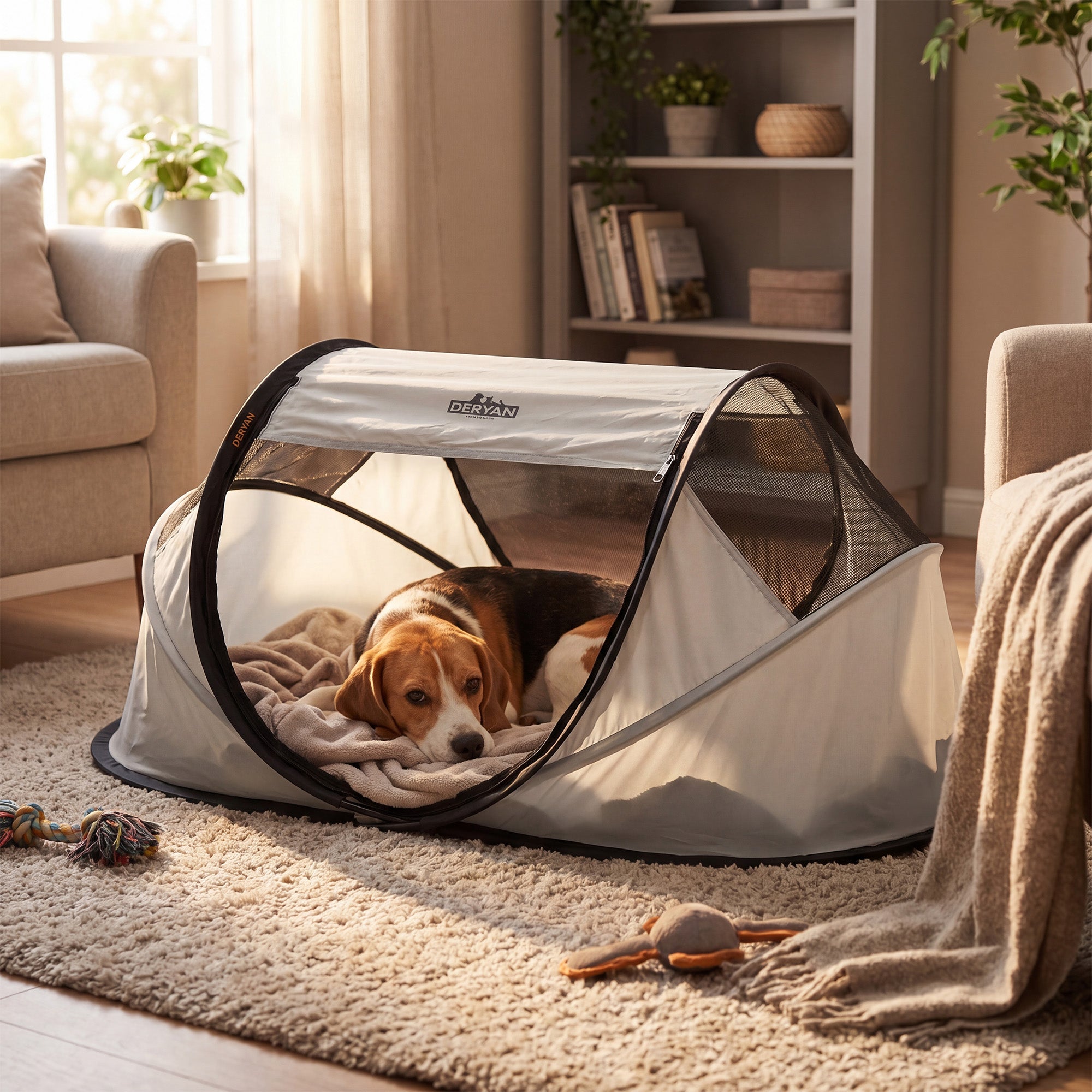 Deryan Dogs & Cats - Luxe Pop-Up Pet Travel-Cot - Hondenren - Pop-up systeem - Opvouwbare bench - Extra dik gaas - Medium