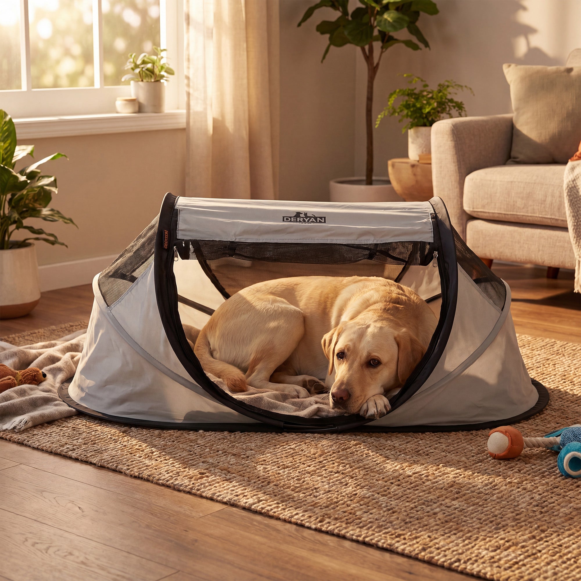 Deryan Dogs & Cats - Luxe Pop-Up Pet Travel-Cot - Hondenren - Pop-up systeem - Opvouwbare bench - Extra dik gaas - Medium