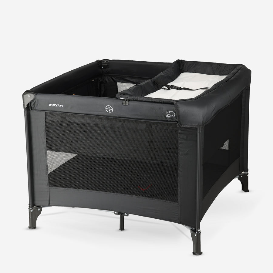 Inklapbare Kinderbox 100x100 cm met Bodemverhoger - Zwart