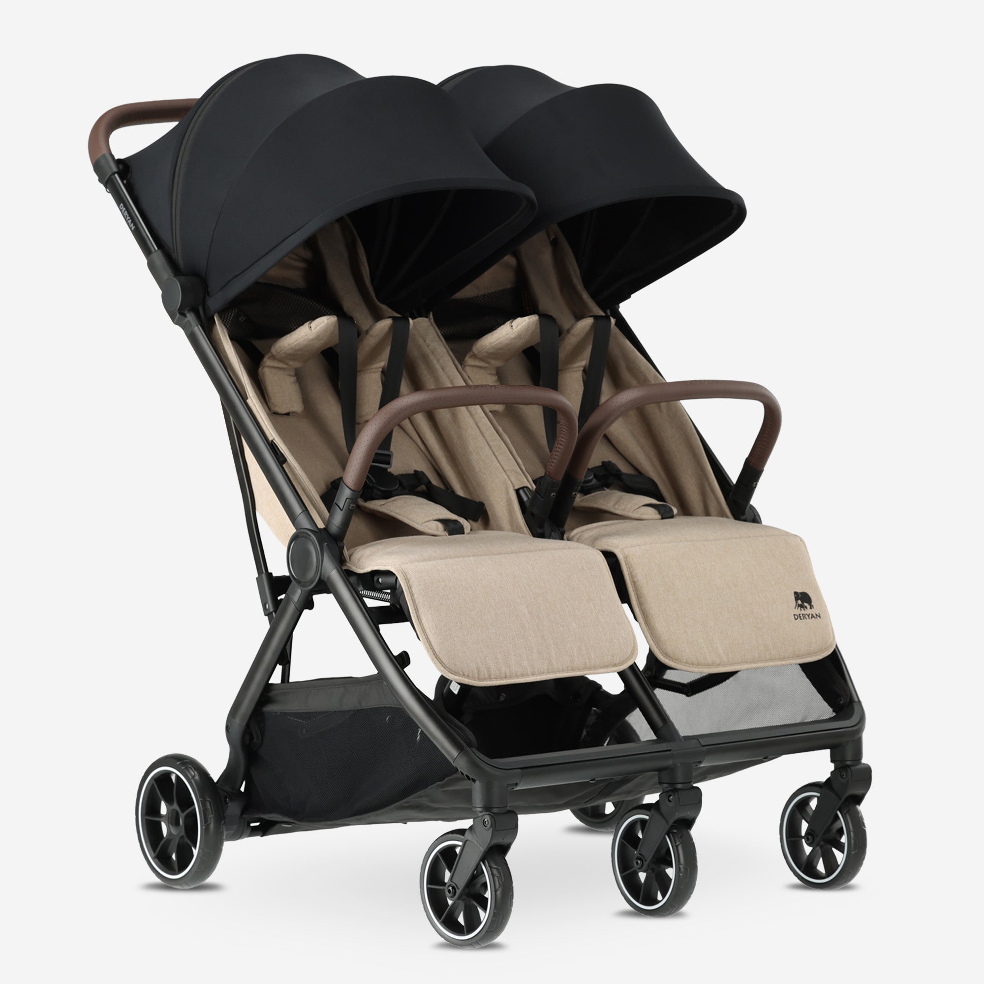 Rolo DuoBuggy X2 V2 Nougat side-by-side duo buggy with two seats adjustable harness compact fold