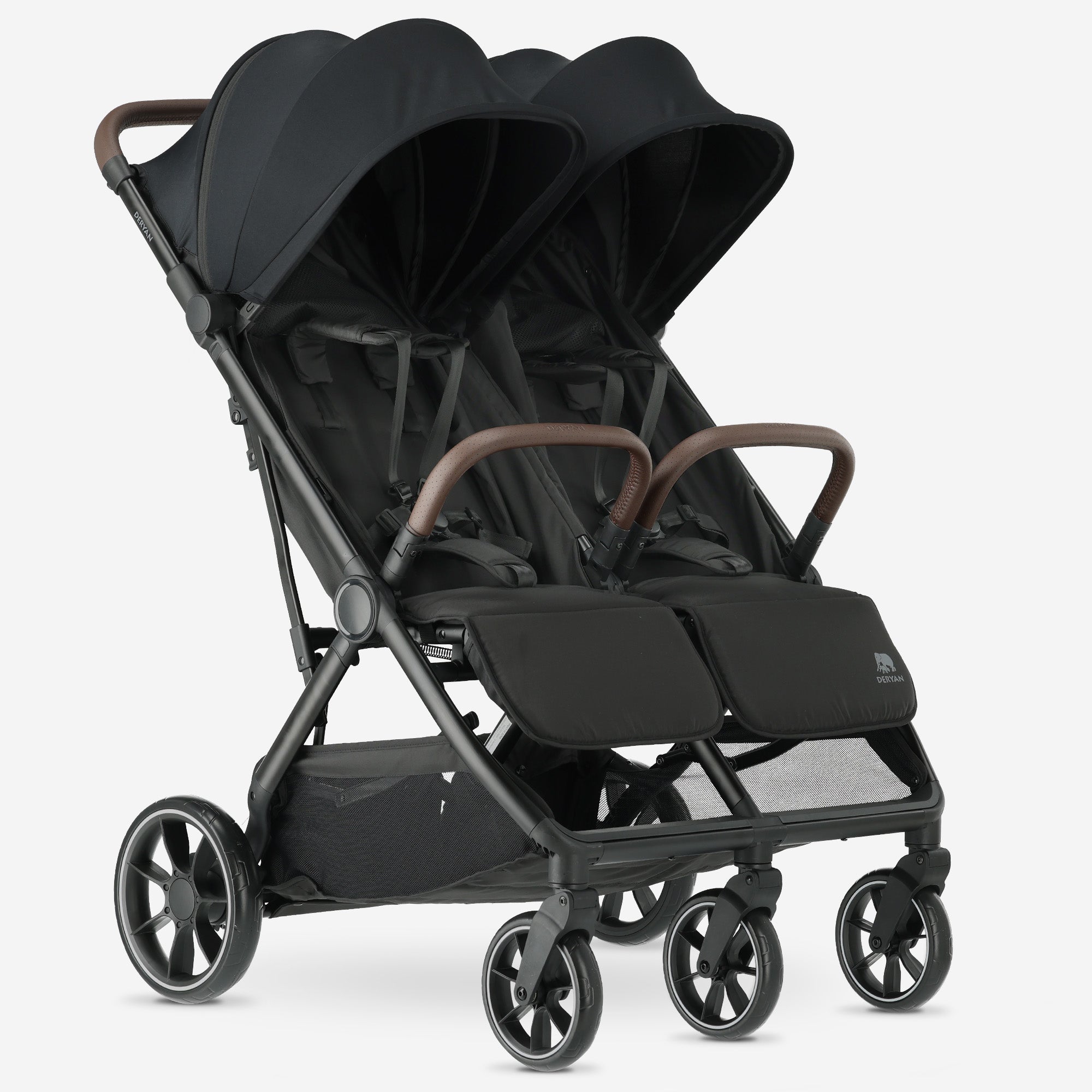 Rolo Duobuggy X2 XL Zwart met twee zitplaatsen extra grote achterwielen en compact vouwsysteem