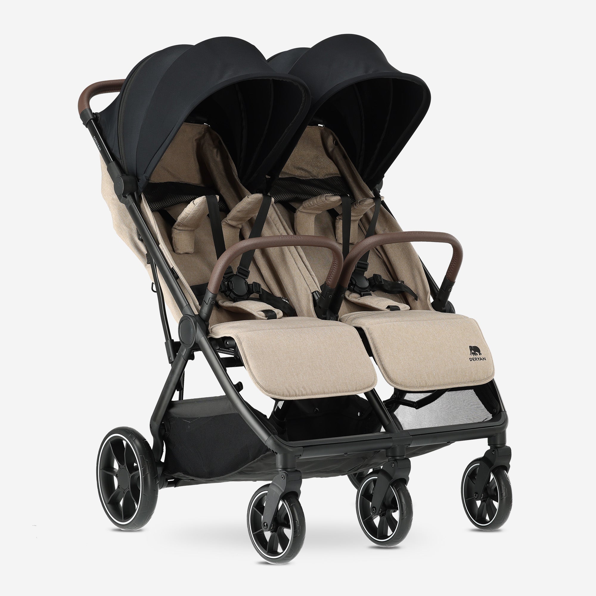 Rolo Duobuggy X2 XL Nougat met twee zitplaatsen en extra grote achterwielen
