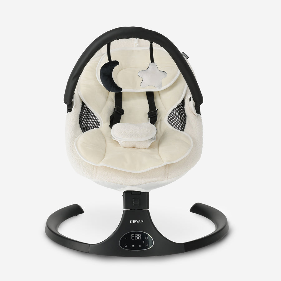 Elektrische Wipstoel - Baby Schommelstoel - Teddy Wit
