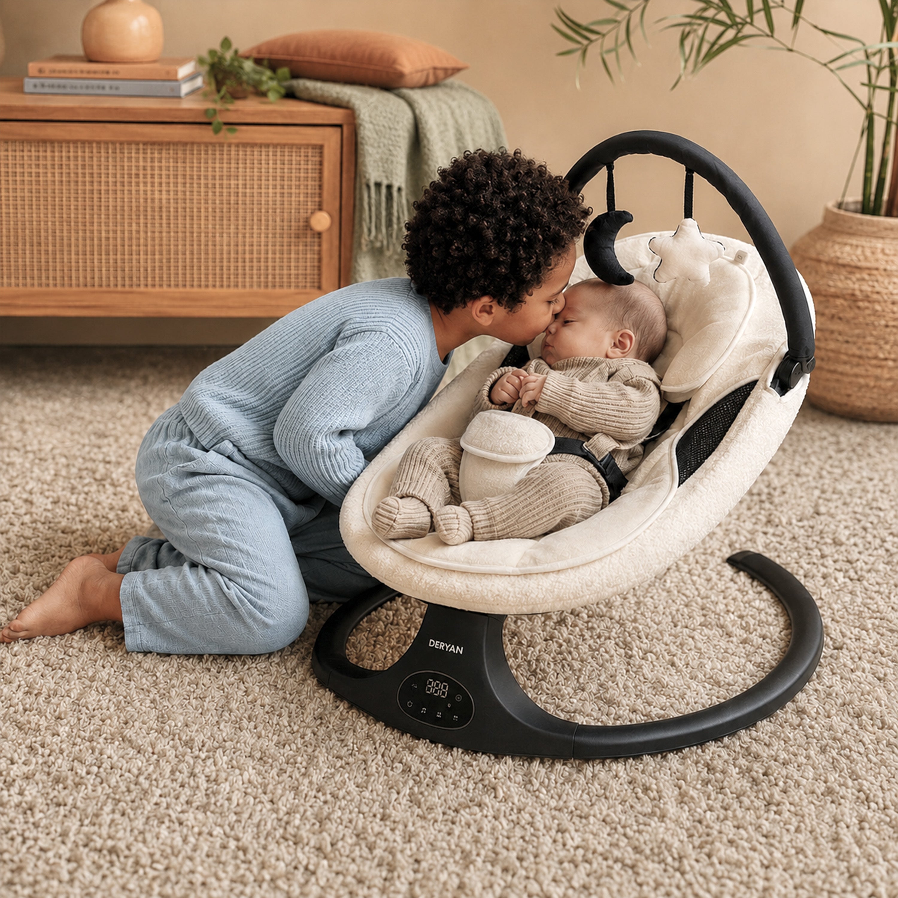 Elektrische Wipstoel - Baby Schommelstoel - Teddy Wit