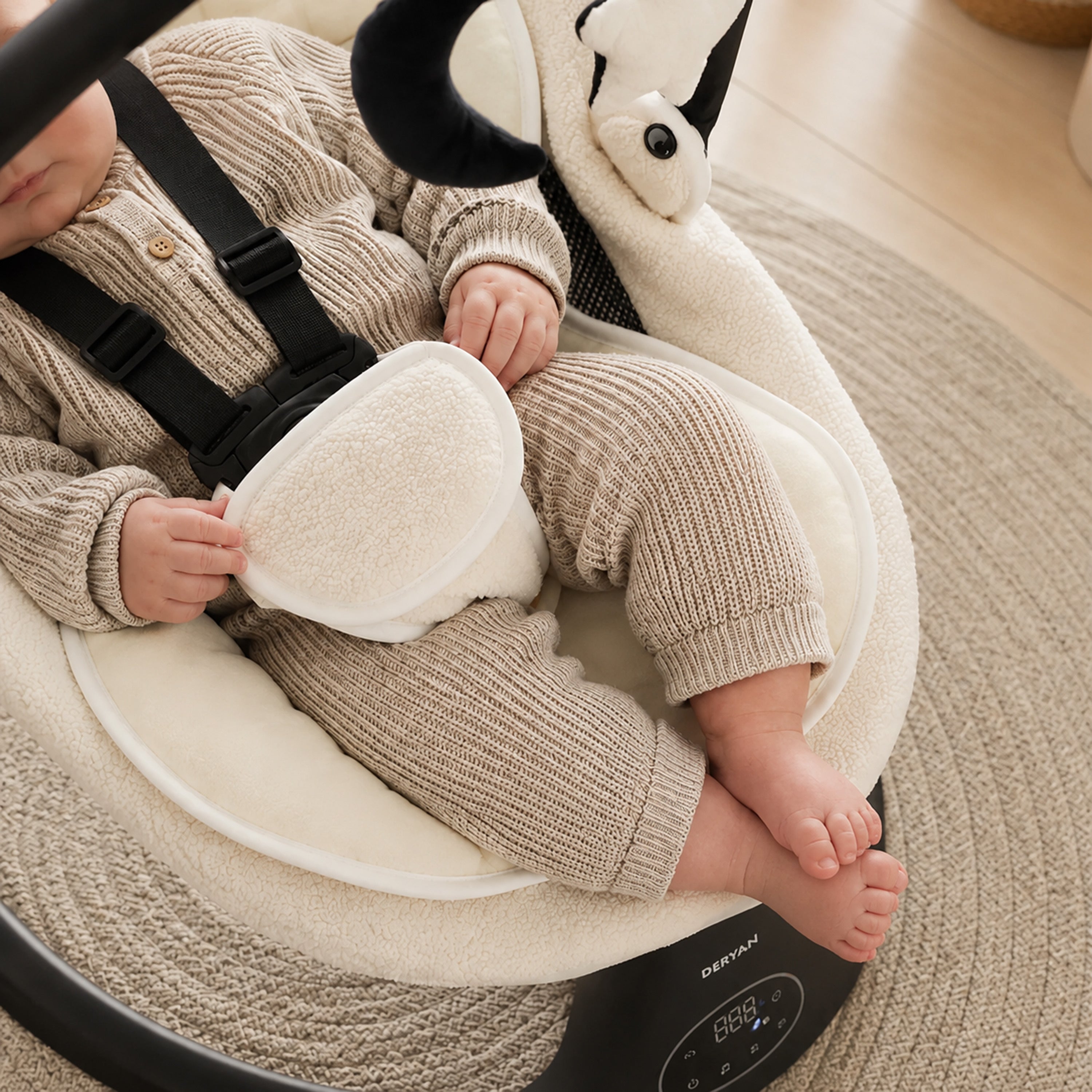 Elektrische Wipstoel - Baby Schommelstoel - Teddy Wit