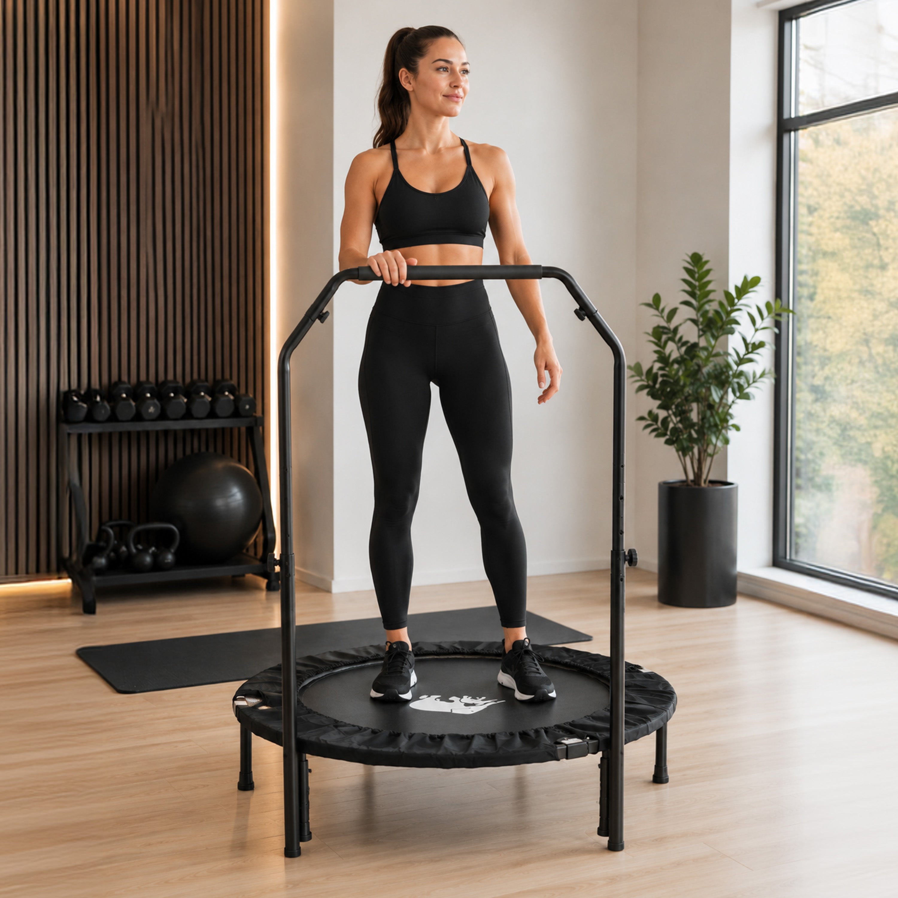 Opvouwbare Fitness Trampoline 100 cm met Handvat - Zwart
