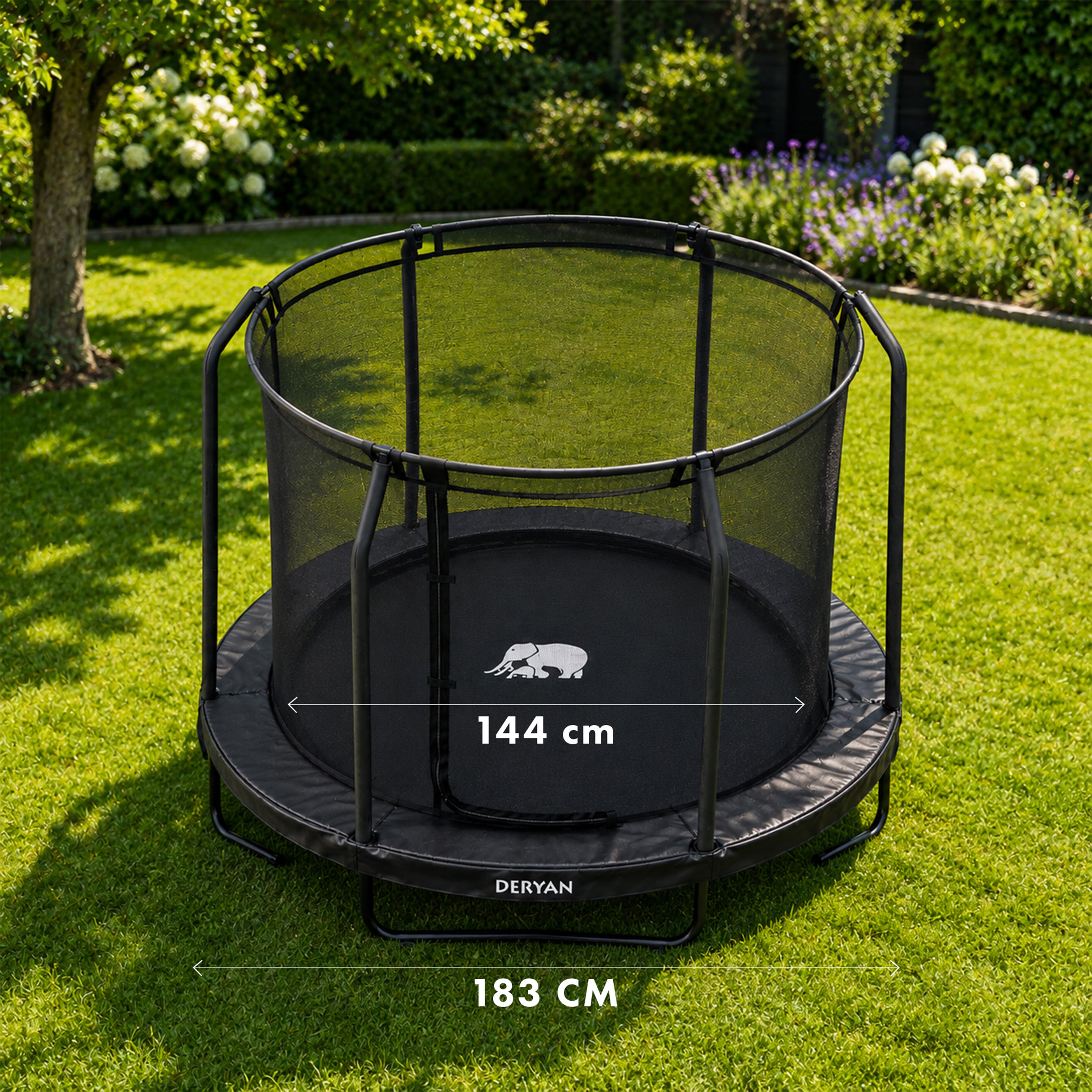 Kindertrampoline 183 cm met Veiligheidsnet en Ladder - Zwart