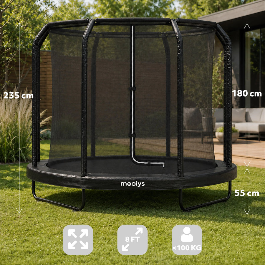 Kindertrampoline 244 cm met Veiligheidsnet en Ladder - Zwart