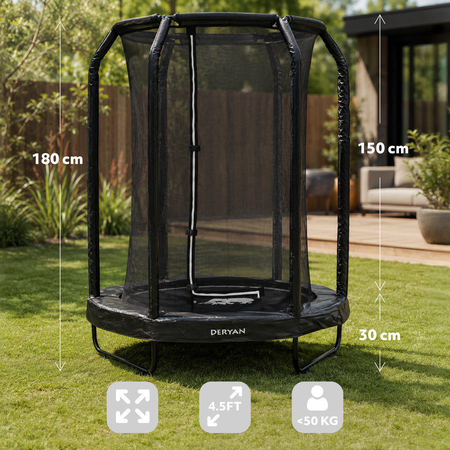 Kindertrampoline 140 cm met Veiligheidsnet - Zwart