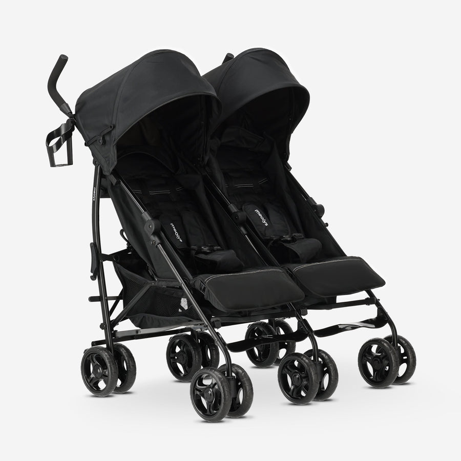 Miles Duo Buggy - Tweeling Buggy - Lichtgewicht dubbele buggy - Zwart