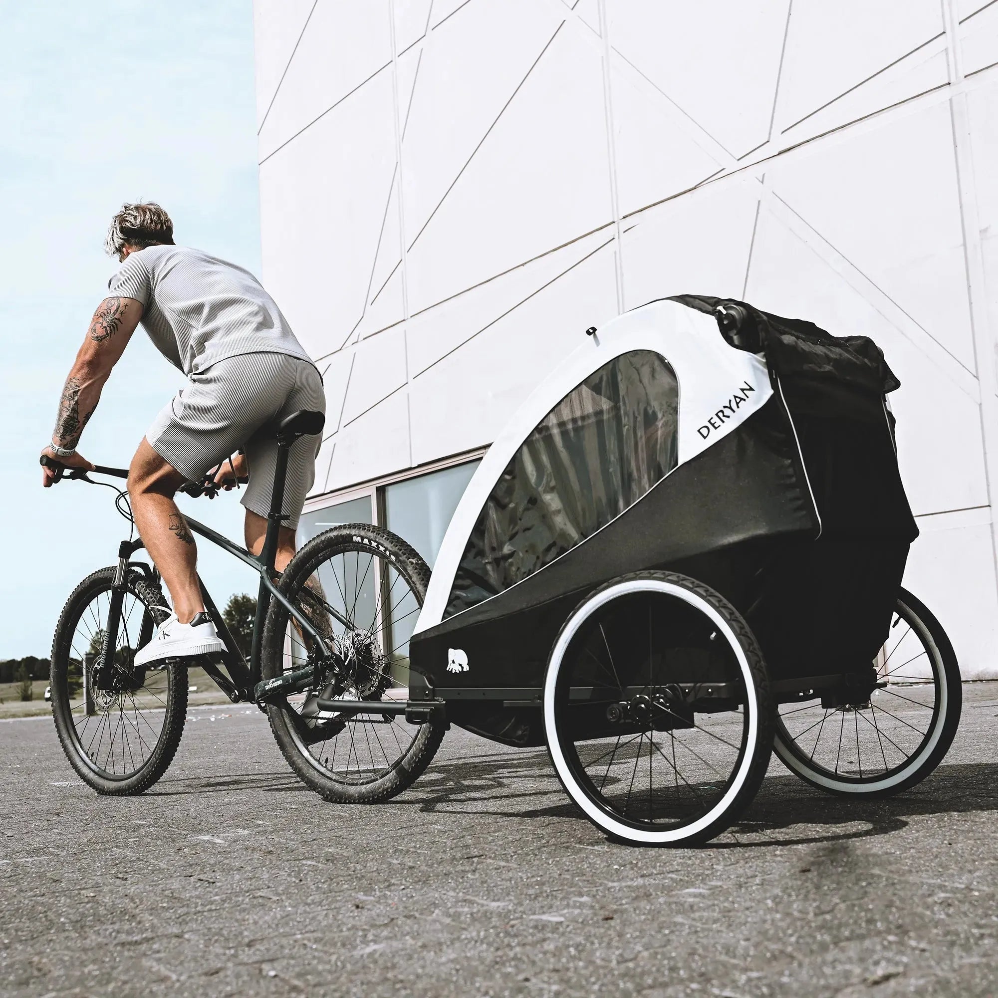 Luxe Fietskar - fietskar en wandelwagen en hardloopkinderwagen - Zwart/Cream