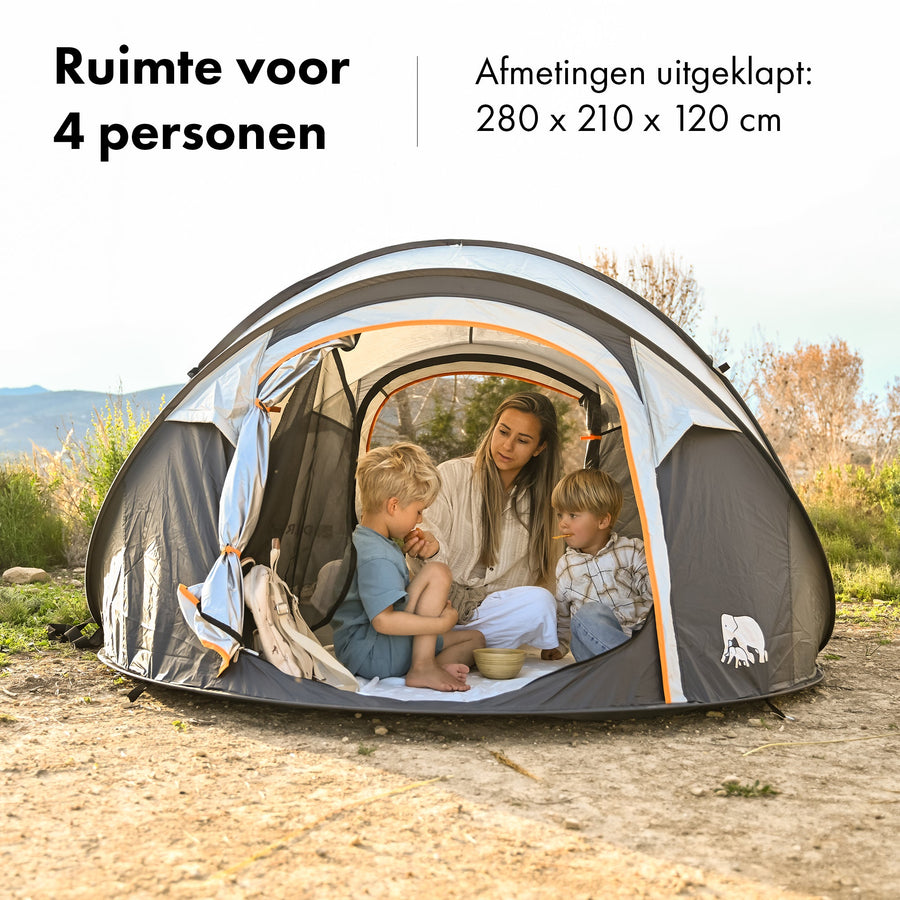 Pop Up Luxe Tent - 2000MM waterkolom - Cream - 4 Persoons