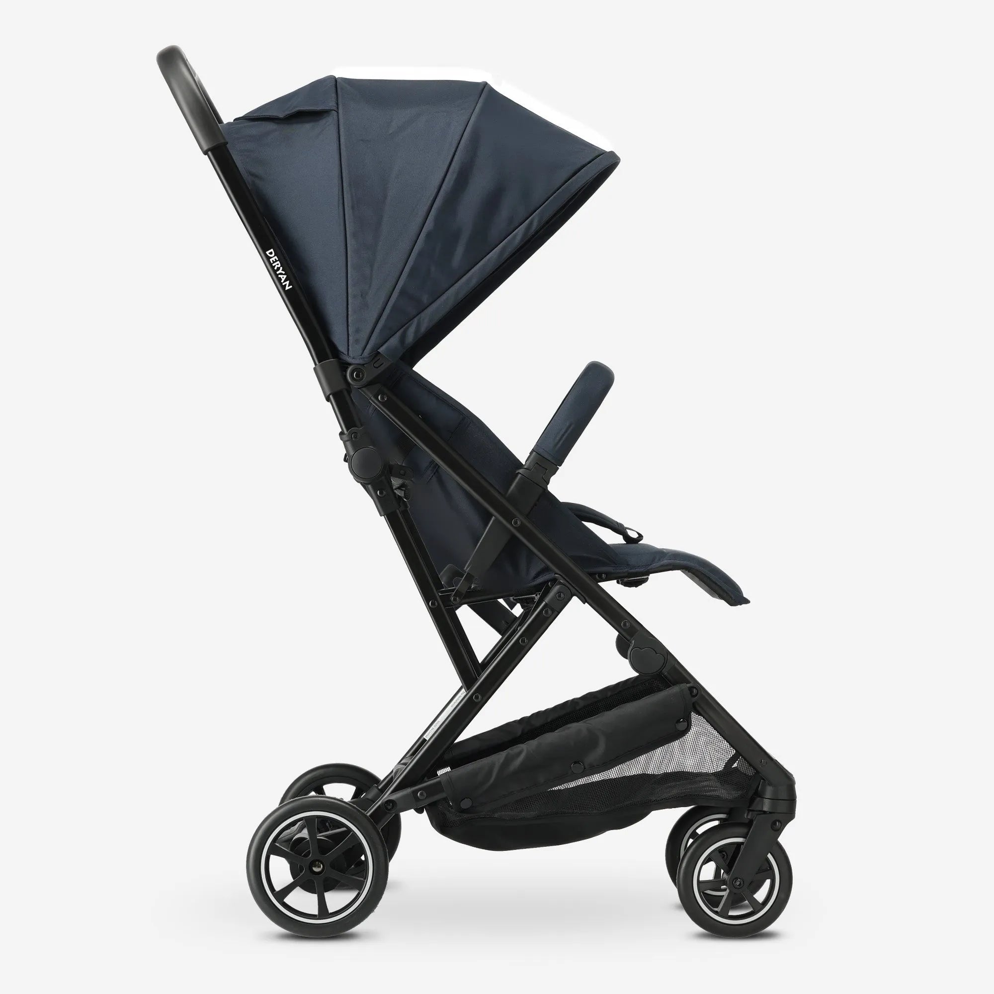 Luxe Easy Lichtgewicht Buggy Blauw supercompact inklapbaar past in vliegtuigvak wendbaar voor stadsgebruik