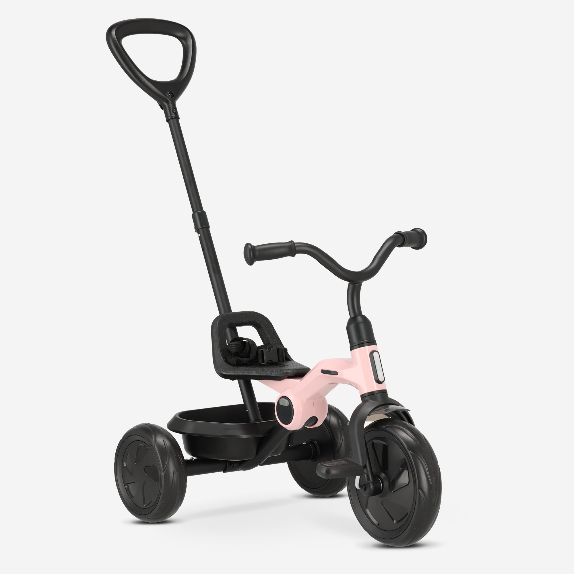 Deryan Drifter roze opvouwbare driewieler met duwstang lichtgewicht compact formaat