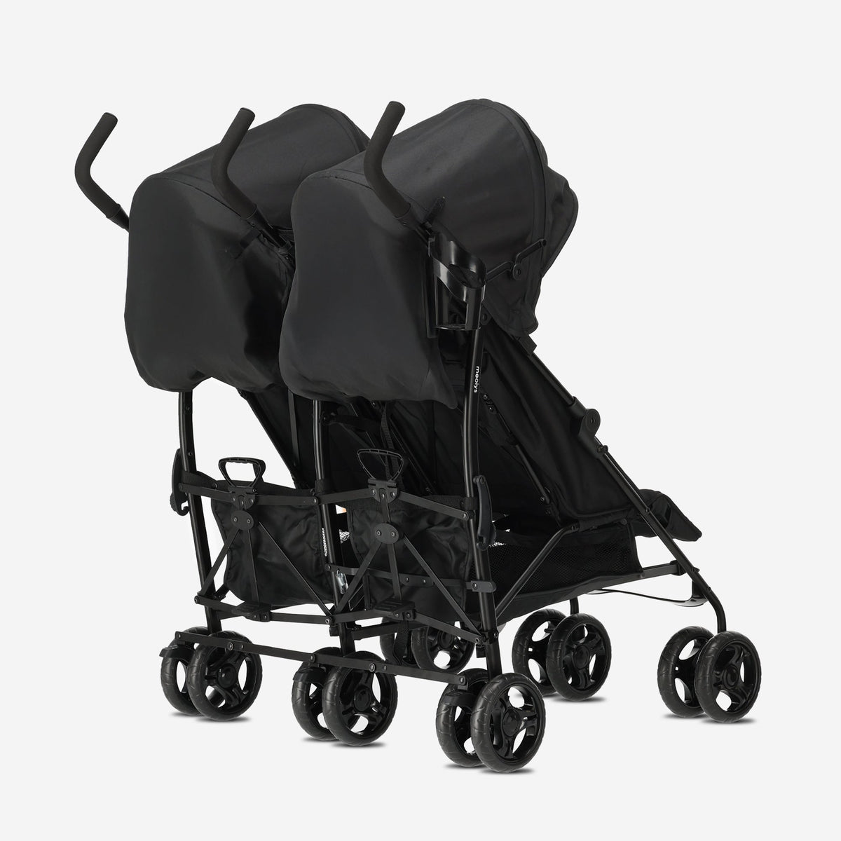 Miles Duo Buggy - Tweeling Buggy - Lichtgewicht dubbele buggy - Zwart