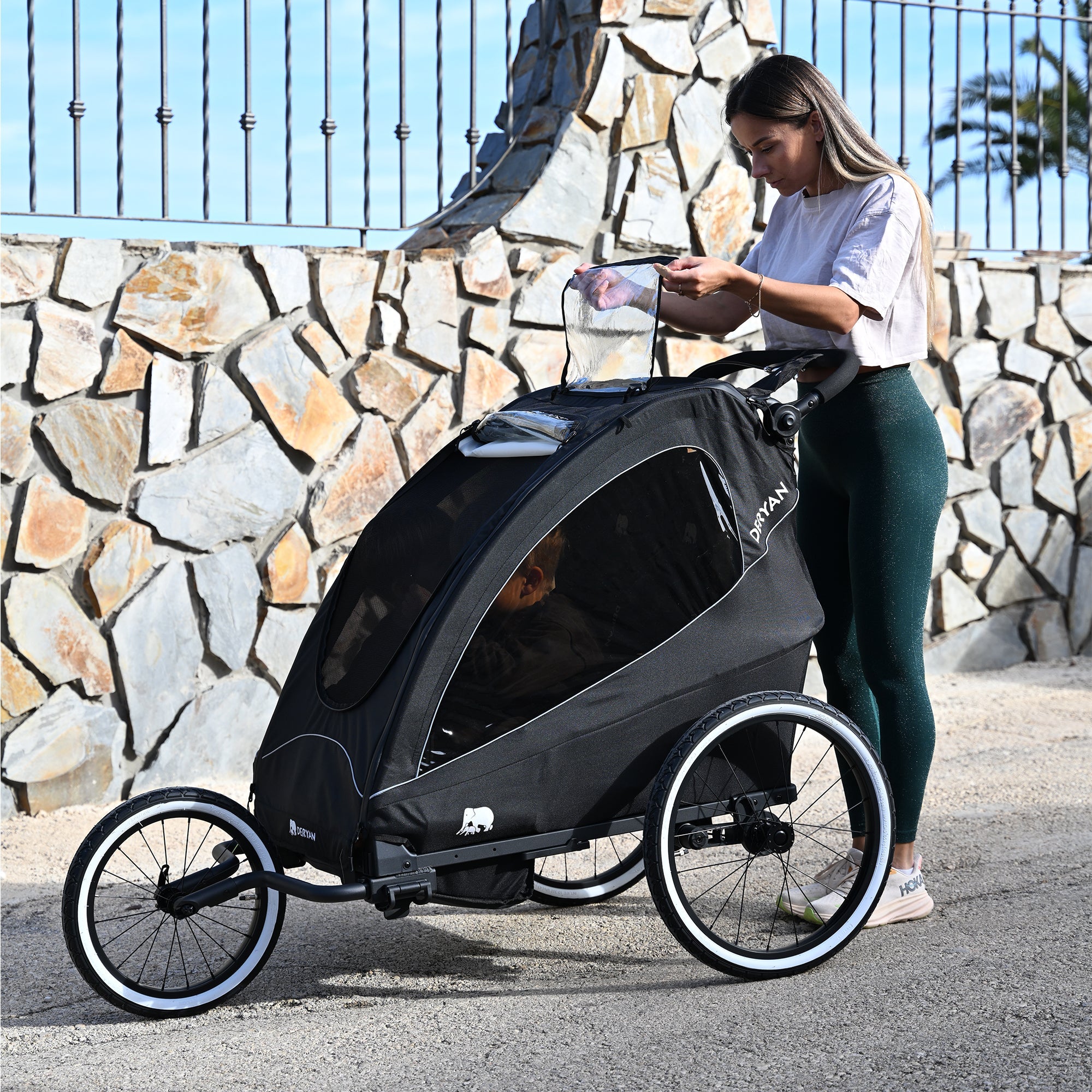 Luxe Fietskar - fietskar en wandelwagen en hardloopkinderwagen - Zwart