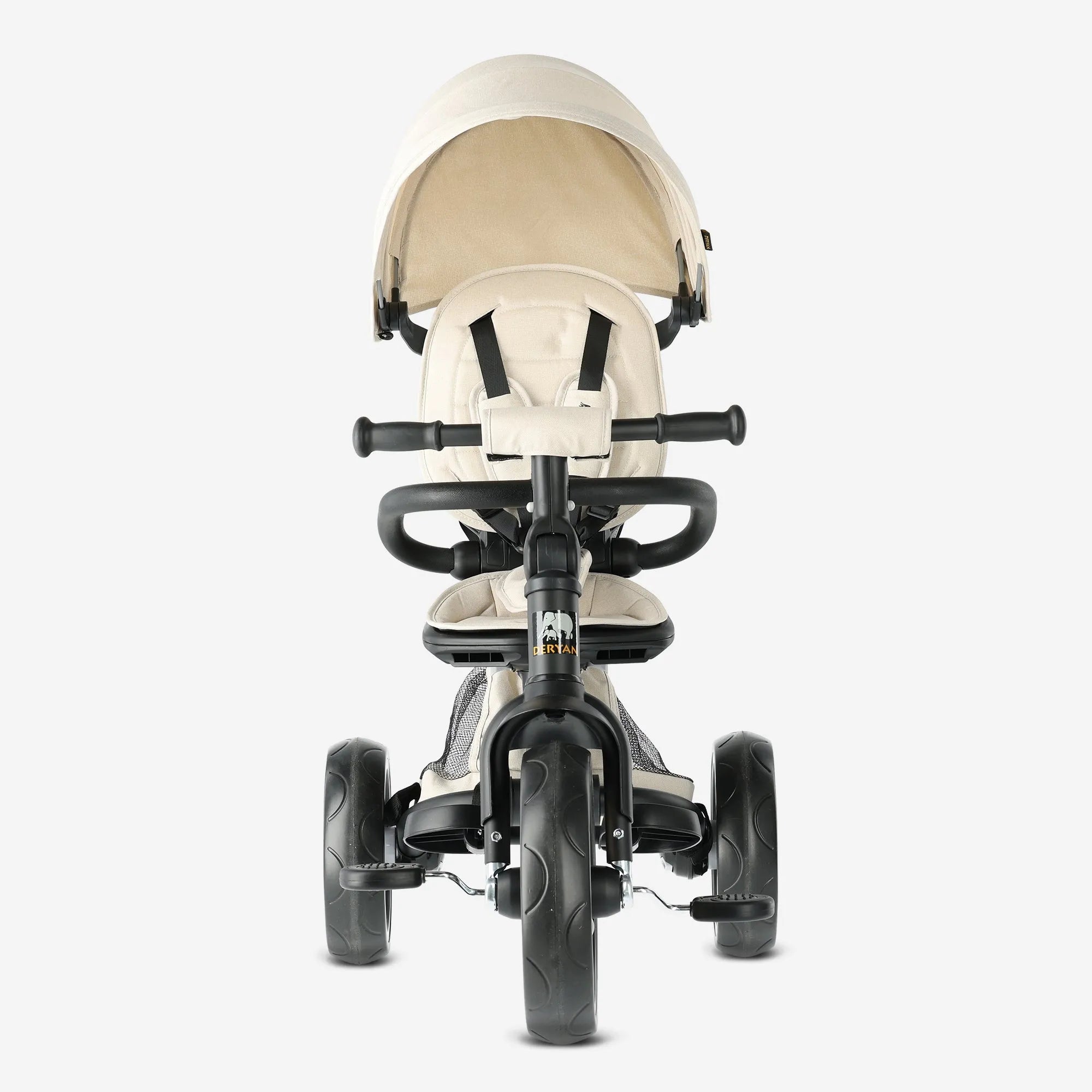 Explorer Luxe Driewieler met duwstang - Opvouwbaar met mandje cream