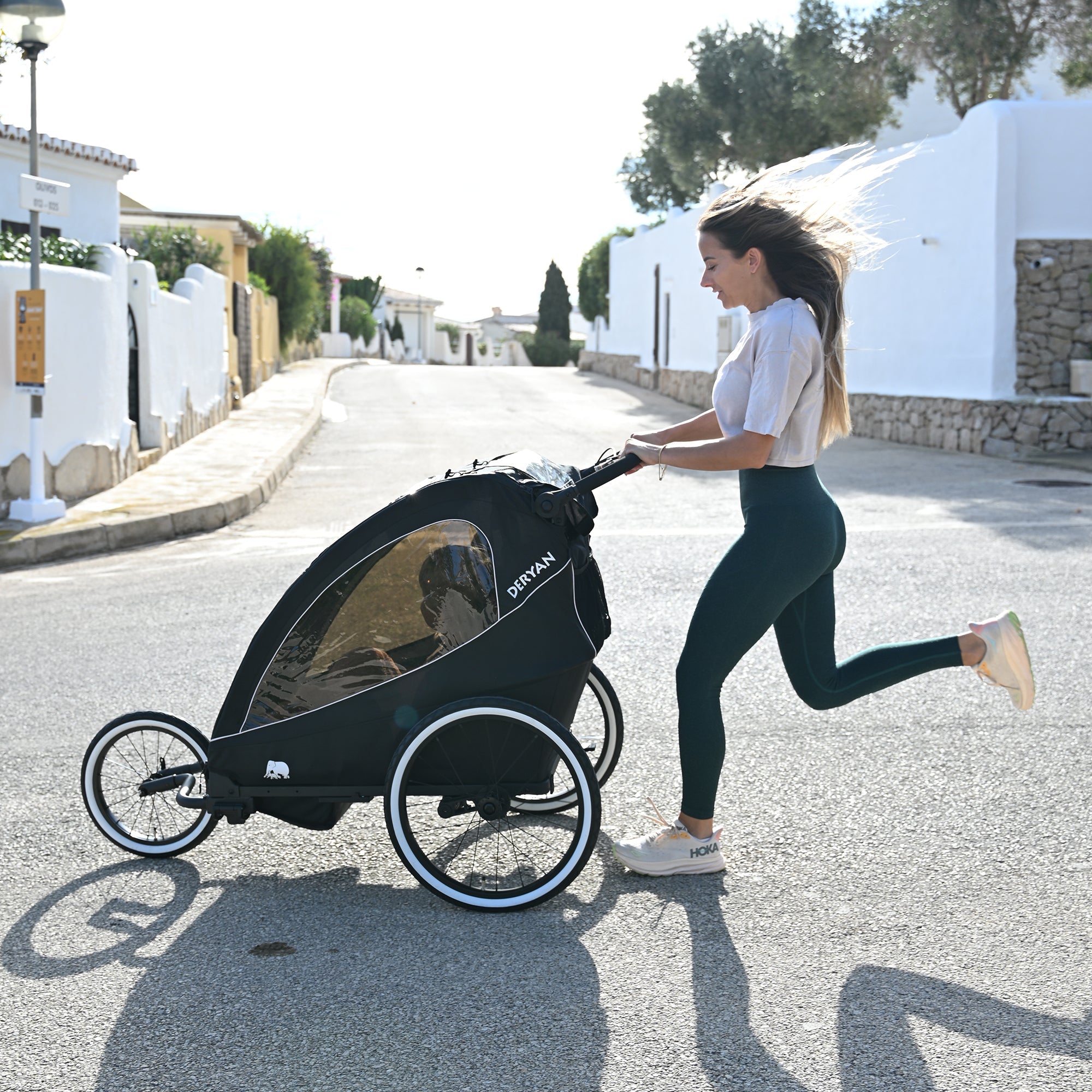 Luxe Fietskar - fietskar en wandelwagen en hardloopkinderwagen - Zwart
