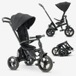 DERYAN Explorer Luxe driewieler zwart opvouwbaar met duwstang en mandje 10-36 maanden