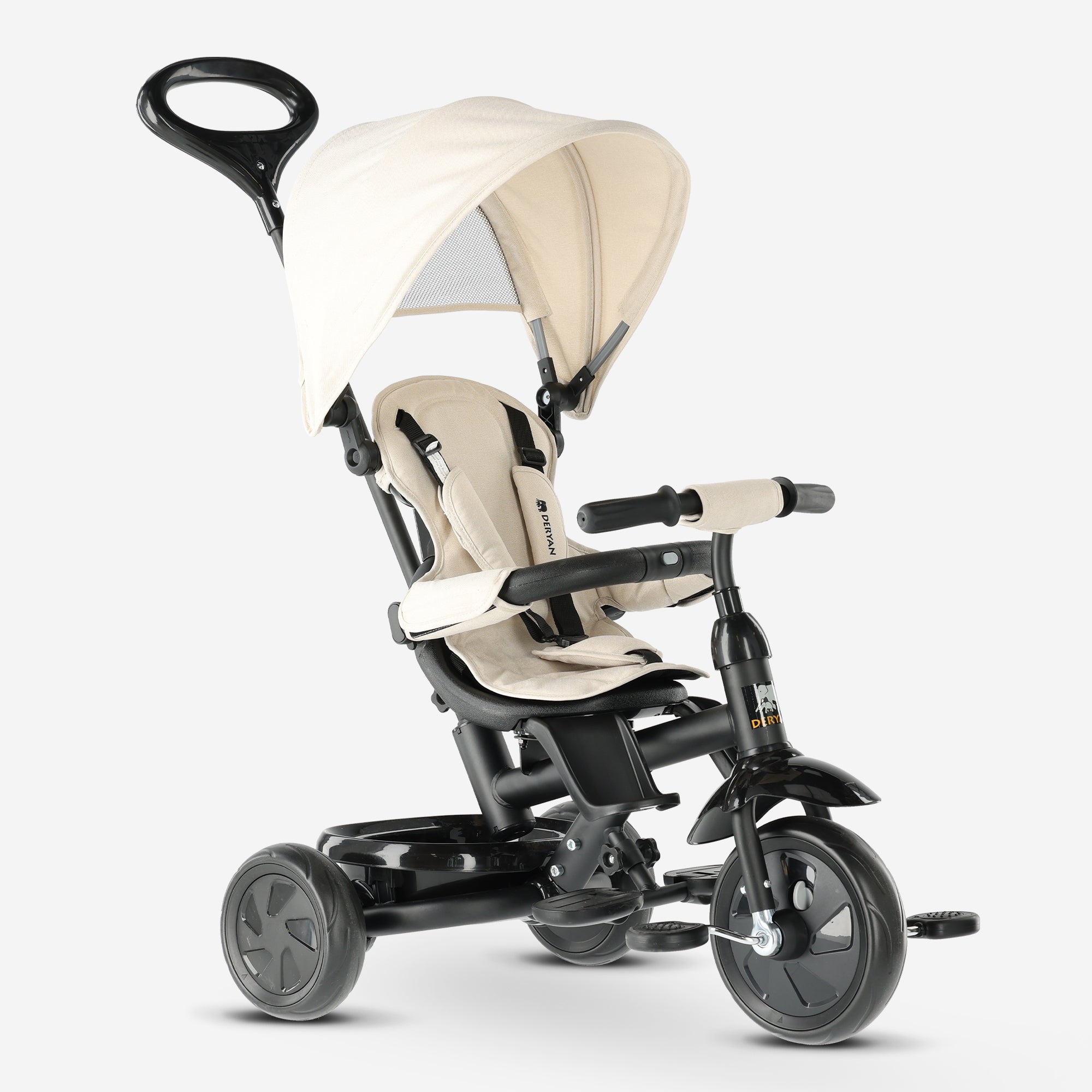 Adventurer Driewieler met duwstang Cream