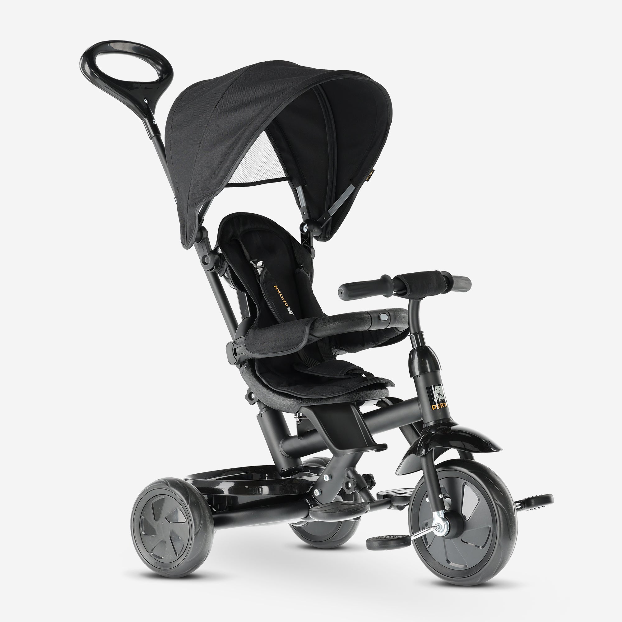 Adventurer Driewieler met duwstang Zwart