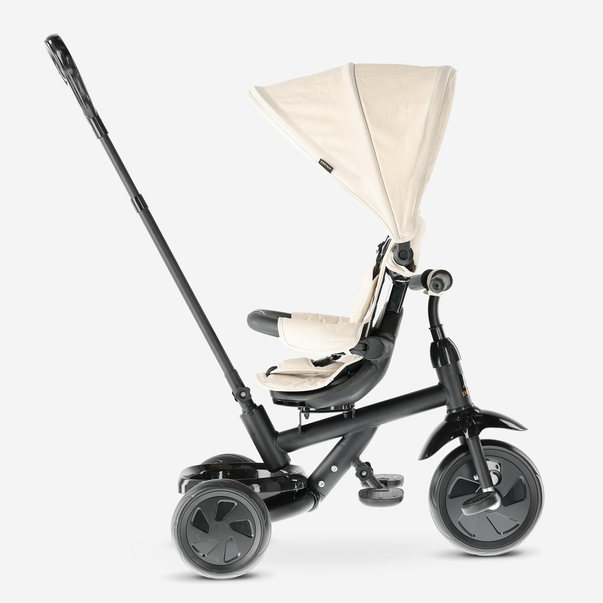 Adventurer Driewieler met duwstang Cream