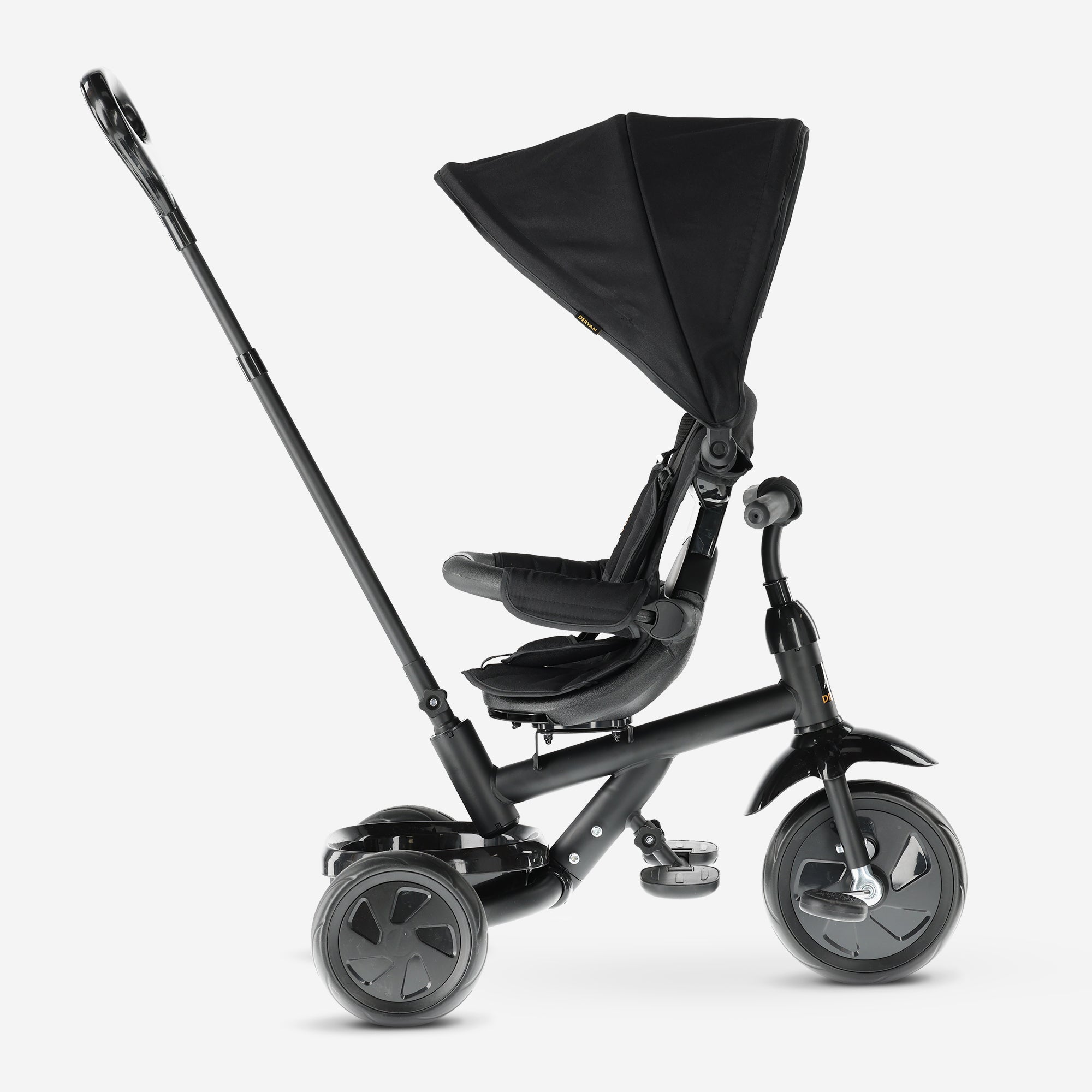 Adventurer Driewieler met duwstang Zwart